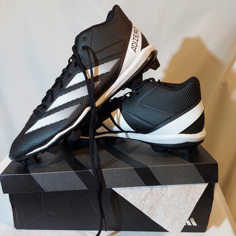 Adidas Adizero NWT Black and White Athletic Football Cleats - 14
